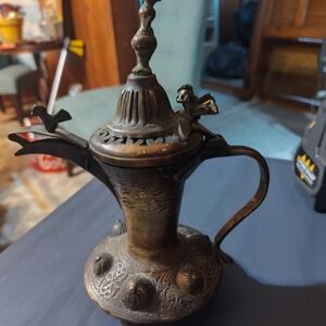 Vintage Brass Teapot with Intricate Design
